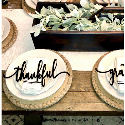 Fall Decor Set of 4 Thanksgiving Wooden Place Cards For Family