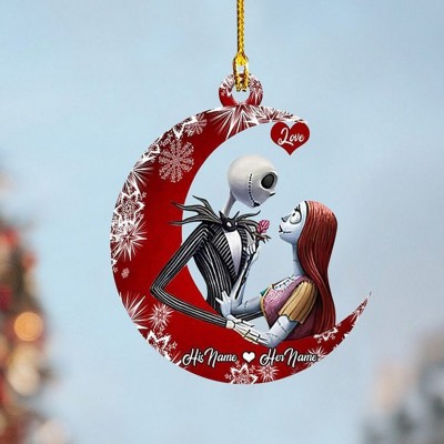 Personalized Halloween Ghost Couple Ornaments with Name Christmas Tree Skull Decoration