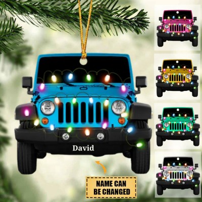 Personalized Jeep Car Christmas Hanging Ornament