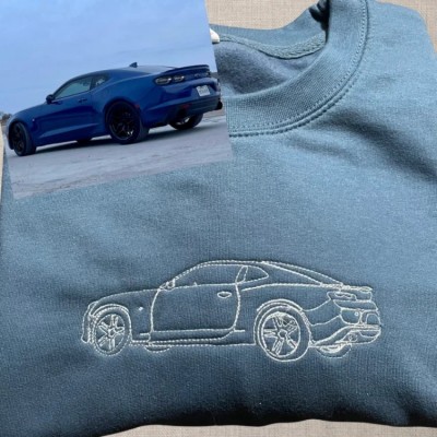 Personalized Car Embroidered Outline Hoodie Sweatshirt Birthday Christmas Gift For Any Car Lovers