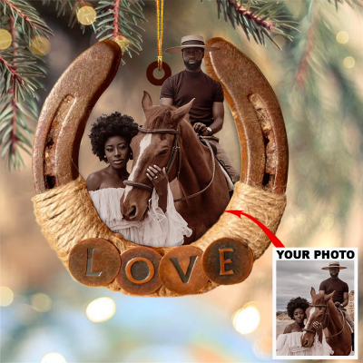 Personalized Photo Mica Ornament Gift For Horse Lover