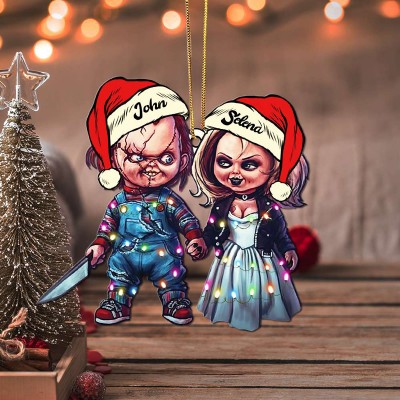 Personalized Horror Couple Christmas Ornament Chucky And Bride Tiffany
