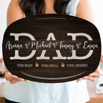 Personalized Father's Day Plate with Names Gift For Dad Grandpa 