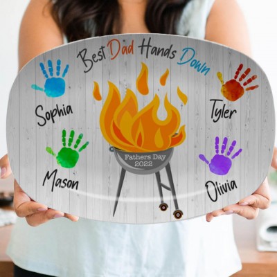 Personalized Best Dad Hands Down Platter Gift For Father's Day 