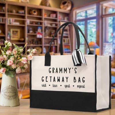 Grandma's Getaway Bag with 1-10 Family Names Mothers Day Gift