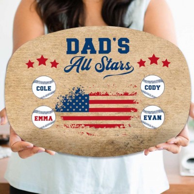 Personalized DAD'S All Stars Plate with Names Gift For Dad Grandpa 
