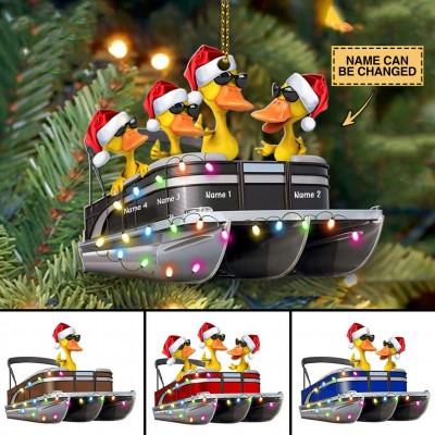 Yellow Duckies Pontoon Christmas Ornament Lovers Gift