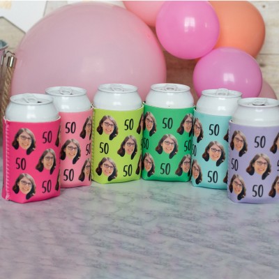 Personalized 50th Birthday Party Favors Can Cooler Summer Gifts