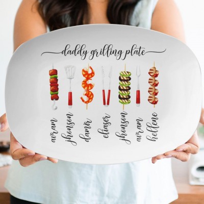 Personalized Father's Day Daddy's Grilling Platter Gift For Dad Grandpa