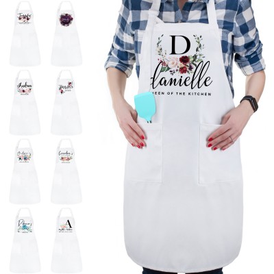 Personalized Floral Kitchen Apron Mother's Day for Mom,Granny,Grandma