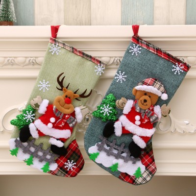 Christmas Stocking Decoration Santa Claus Snowman Moose