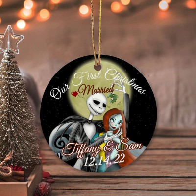 Personalized First Christmas Married or Engagement Ornament Nightmare Christmas Ornament