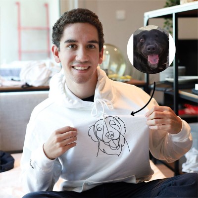 HOT SALE❗❗Personalized Embroidered Pet Outline Sweater Hoodie Gift For Pet Lover Couple