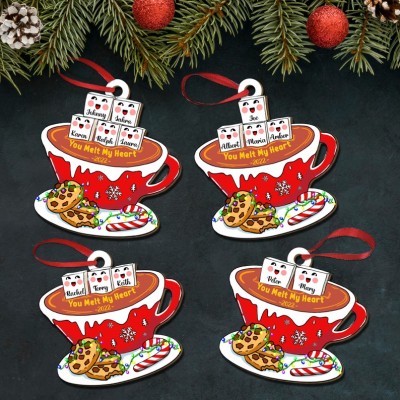 Personalized Christmas Hot Chocolate Ornament with Marshmallows