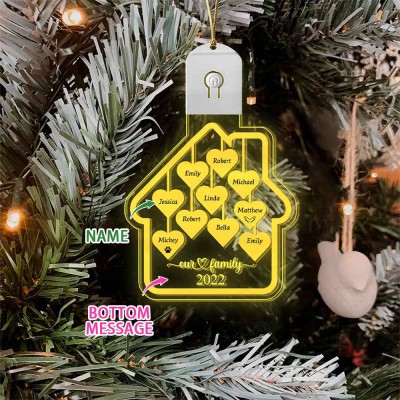 Personalized Shape Led Ornament with Family Member Names