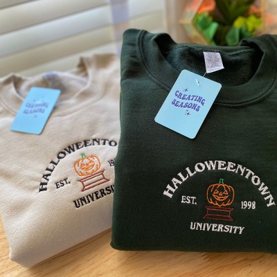 Embroidered Halloweentown University Hoodie Crewneck Spooky Season Halloween Shirt 