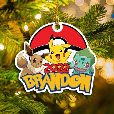 Christmas Pokemon Pikachu Ornament Personalized 2022
