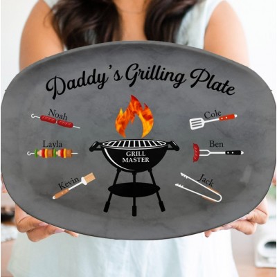 Personalized Father's Day Grilling Platter Gift For Dad Grandpa