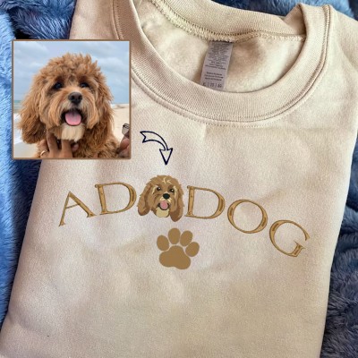 HOT SALE❗❗Personalized Embroidered Pet Portrait Adidog Sweater Hoodie T-Shirt