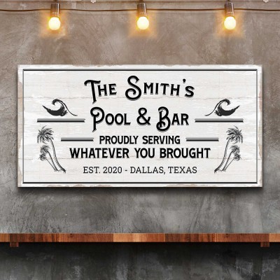 Personalized Canvas Print Pool And Bar Sign Wall Decor Father's Day Gift