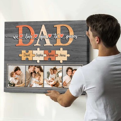 Personalized Gifts For Dad Puzzle Piece Canvas Father's Day Gifts From Kids