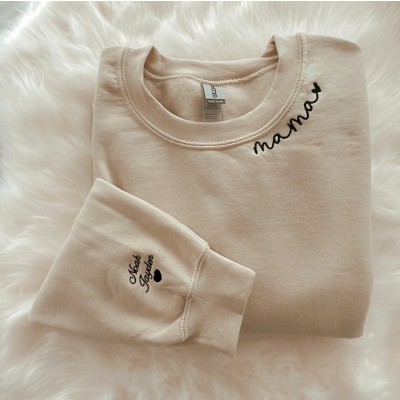 Custom Mama Embroidered Sweatshirt with Kids Names Mother's Day Gift