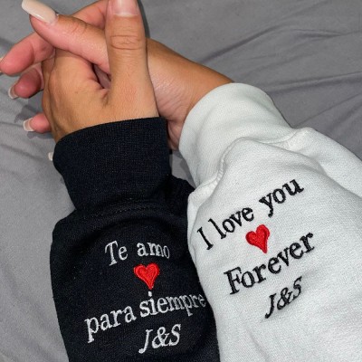 Personalized Embroidered Forever yours You are mine Matching Hoodie Sweatshirt Christmas Birthday Anniversary Valentines Day Couple Gifts 