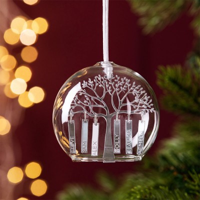 Personalized Family Tree Glass Dome Bauble