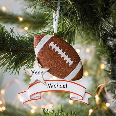 Personalized Football Christmas Ornament Gift For Kids