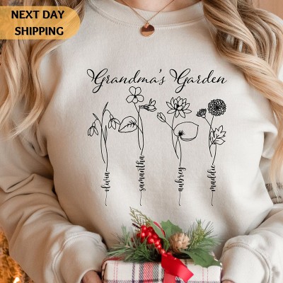 Custom Mom's/Grandma's Garden Birth Month Flower Sweatshirt Mother's Day Gift