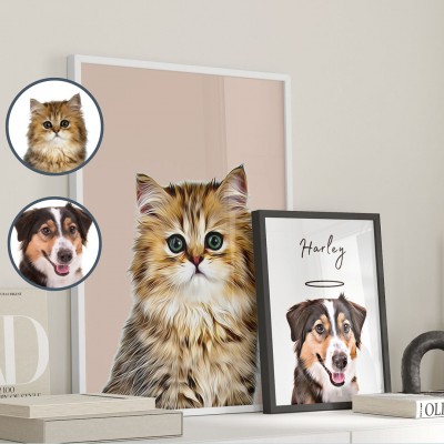 Personalized Pet Portraits Frame Pet Lover Mother's Day Gift