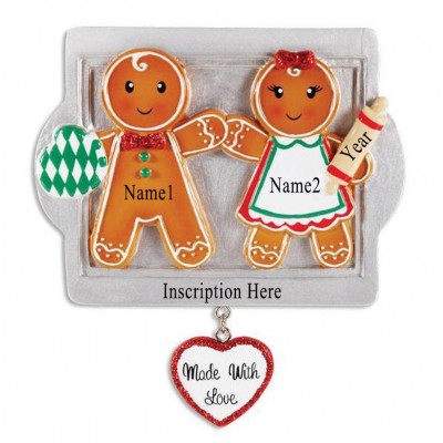 Personalized Gingerbread Couple Christmas Ornament