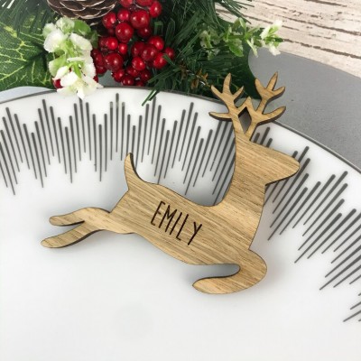 Christmas Wooden Reindeer Place Cards For Family