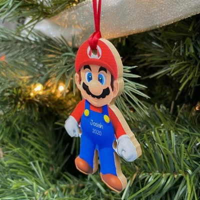 Personalized Mario Christmas Ornamen Gift For Kids