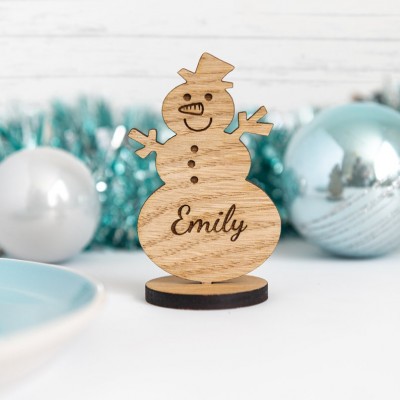 Christmas Wooden Snowman Place Cards Gif For Family