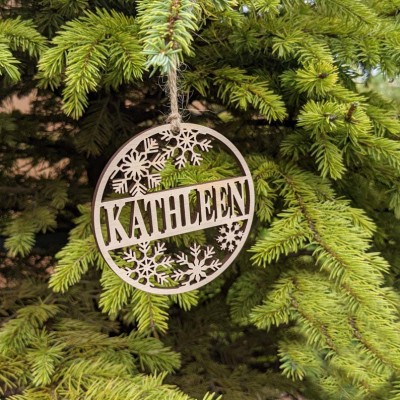 Personalized Christmas Snowflake Name Ornament Stocking Tag with Family Member Names