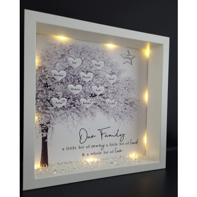 Personalized Light Up Family Tree Box Frame with 1-20 Names Christmas Gift For Grandma, Mom