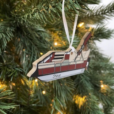 Personalized Pontoon Boat Christmas Ornamen Gift For Kids, Husband