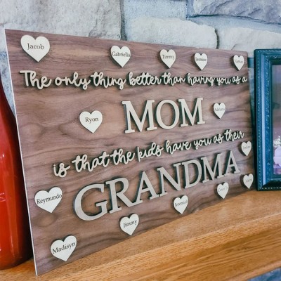Personalized Mom Grandma Wood Sign 3D Sign Mother's Day Gift