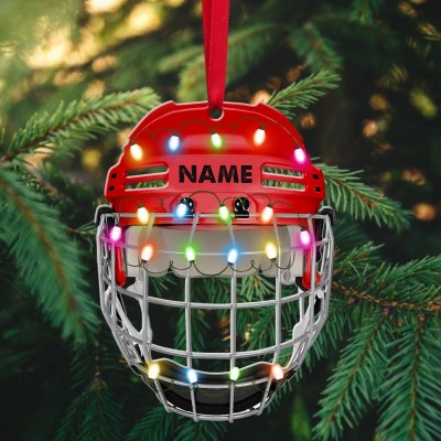 Personalized Ice Hockey Helmet Christmas Ornament Gift For Hockey Lover