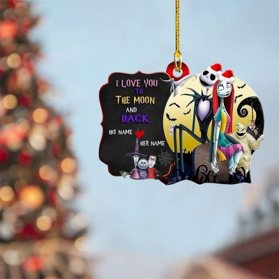 Personalized Halloween Ghost Couple Ornaments with Name Christmas Tree Skull Decoration